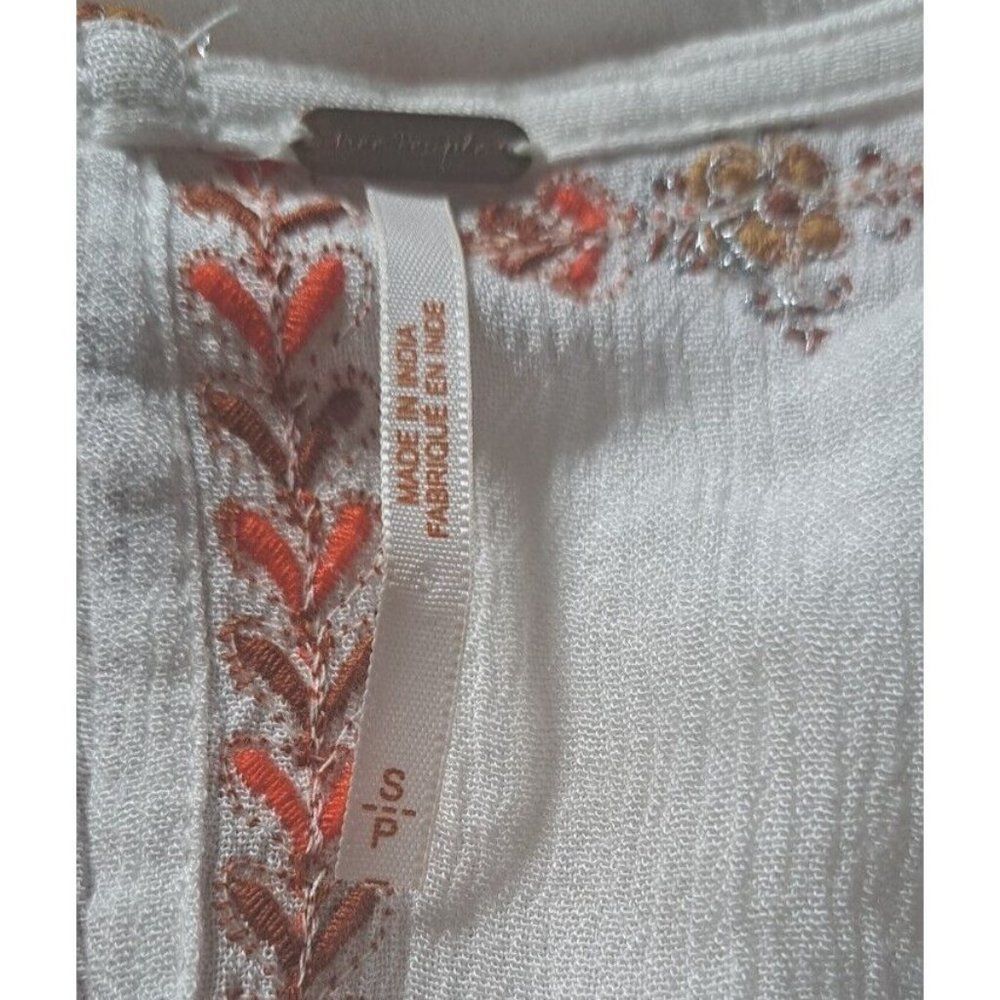 Free People Sunrise Wanderer Ivory Orange Embroidered Mini Dress - Size Small - Picture 15 of 16